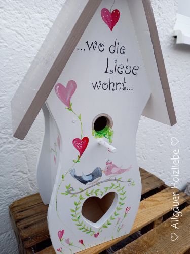 Großes Vogelhaus * Zuhause ist... * 55 x 30 x 25 cm * Herz